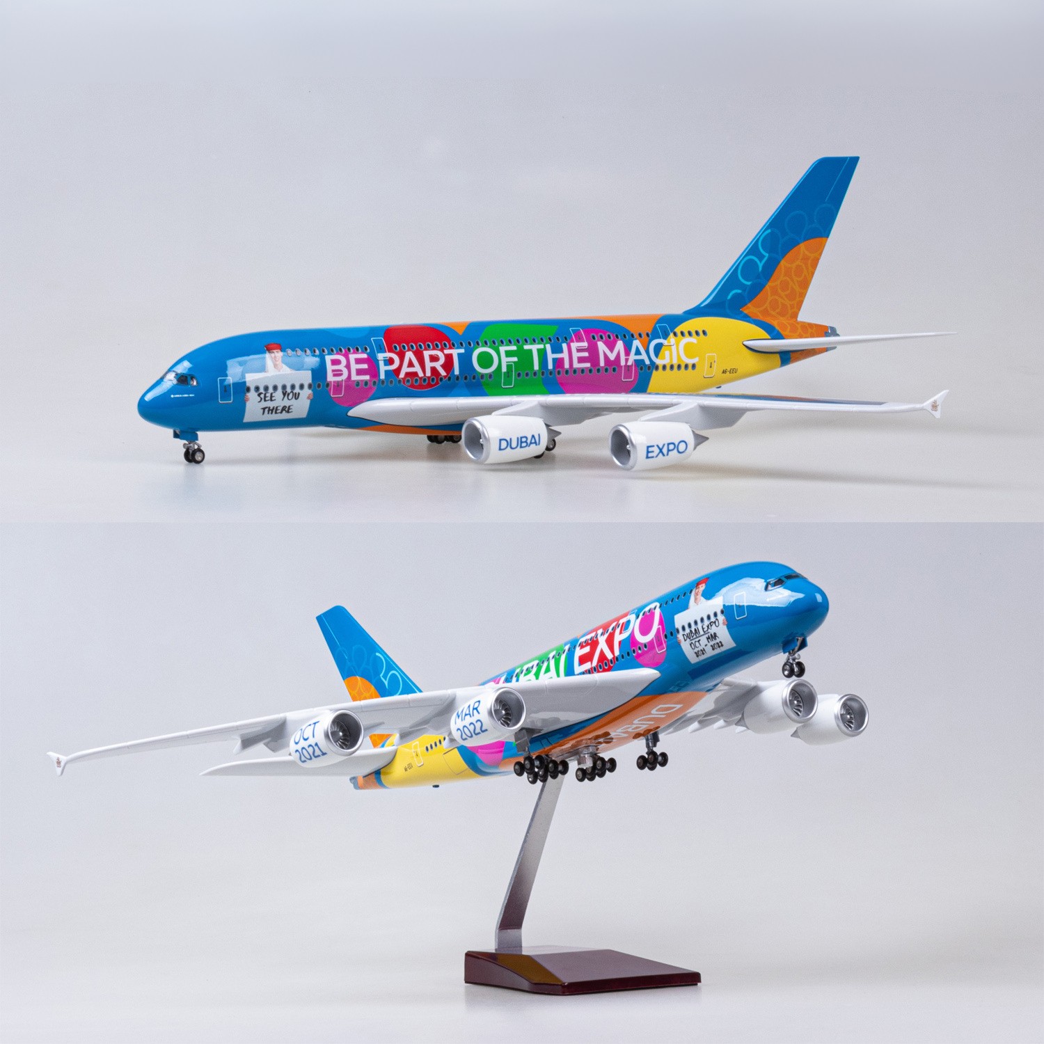 Model Airplane Plastic - โมเดลเครื่องบินเรซิ่นขนาด 1/160 ของสายการบินเอมิเรตส์ รุ่น EXPO A380
