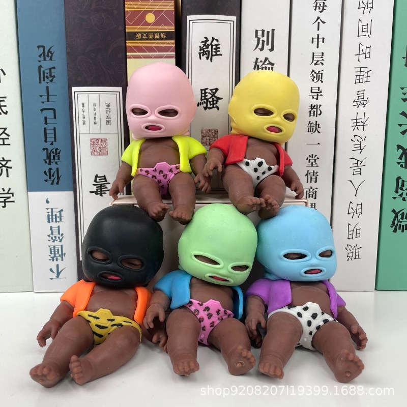 Vinyl Figure Blank - ตุ๊กตาขนาดเท่าฝ่ามือ ผิวสีเข้ม ของเล่นคลายเครียด ทำจากยาง TPR นุ่ม