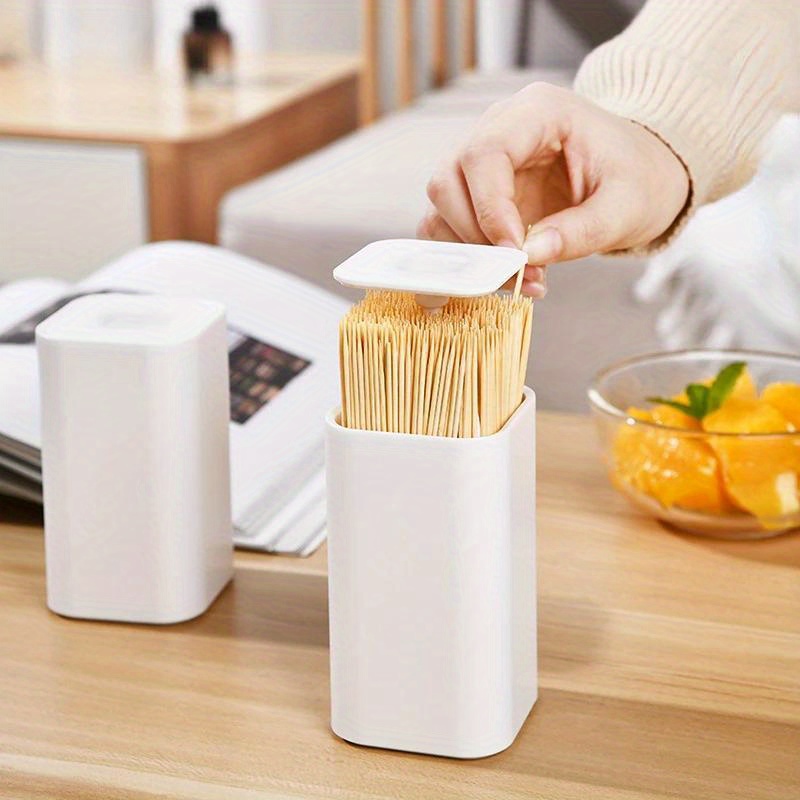 Pop Display Shelf - ที่ใส่ไม้จิ้มฟันแบบกดอัตโนมัติ 1 ชิ้น กล่องเก็บไม้จิ้มฟันพลาสติกแบบตั้งโต๊ะ สำหรับใช้ในบ้าน ห้องครัว