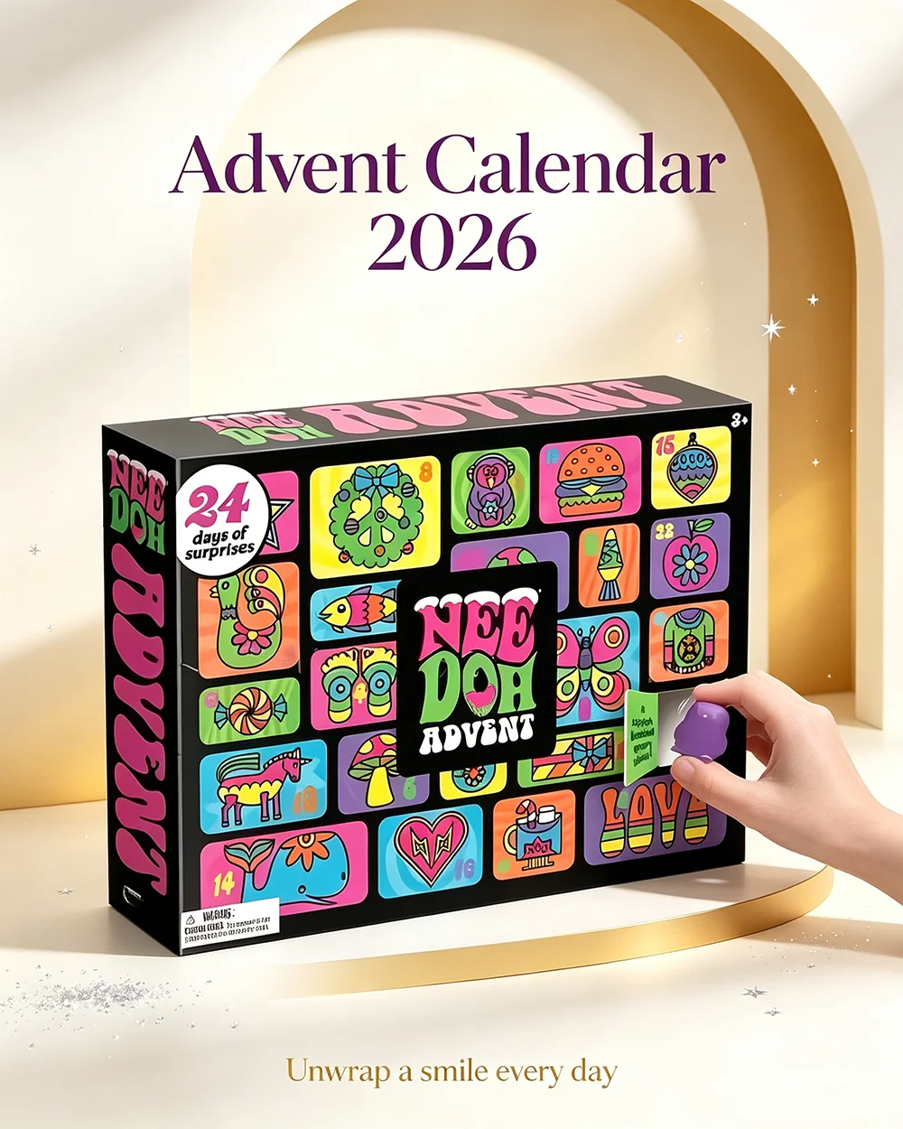 Mystery Box Blind Bag - ปฏิทินนับถอยหลัง NeeDoh ปี 2026 ของขวัญสำหรับเด็ก ตุ๊กตา