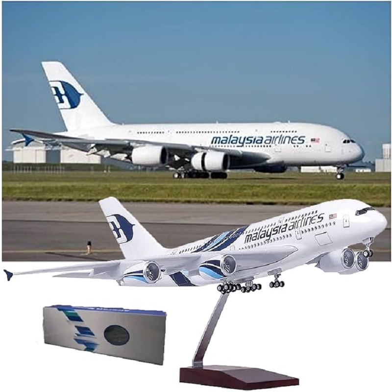 Model Airplane Plastic - 1:160 สเกลมอลเซียแอร์ไลน์ A380 เครื่องบินโลหะโมเดลหล่อเรซิ่นชุดจำลองสำหรับนักสะสมและของขวัญ