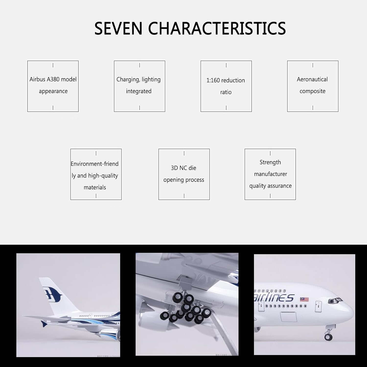 1:160 สเกลมอลเซียแอร์ไลน์ A380 - Model Airplane Plastic บทวิจารณ์และราคา